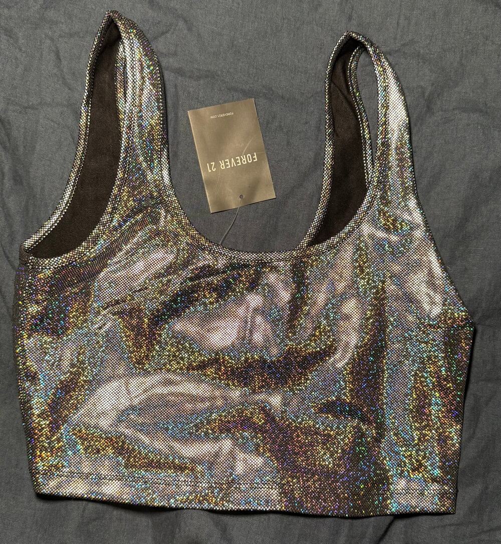 NWT Forever 21 Holographic Crop Top Size Small